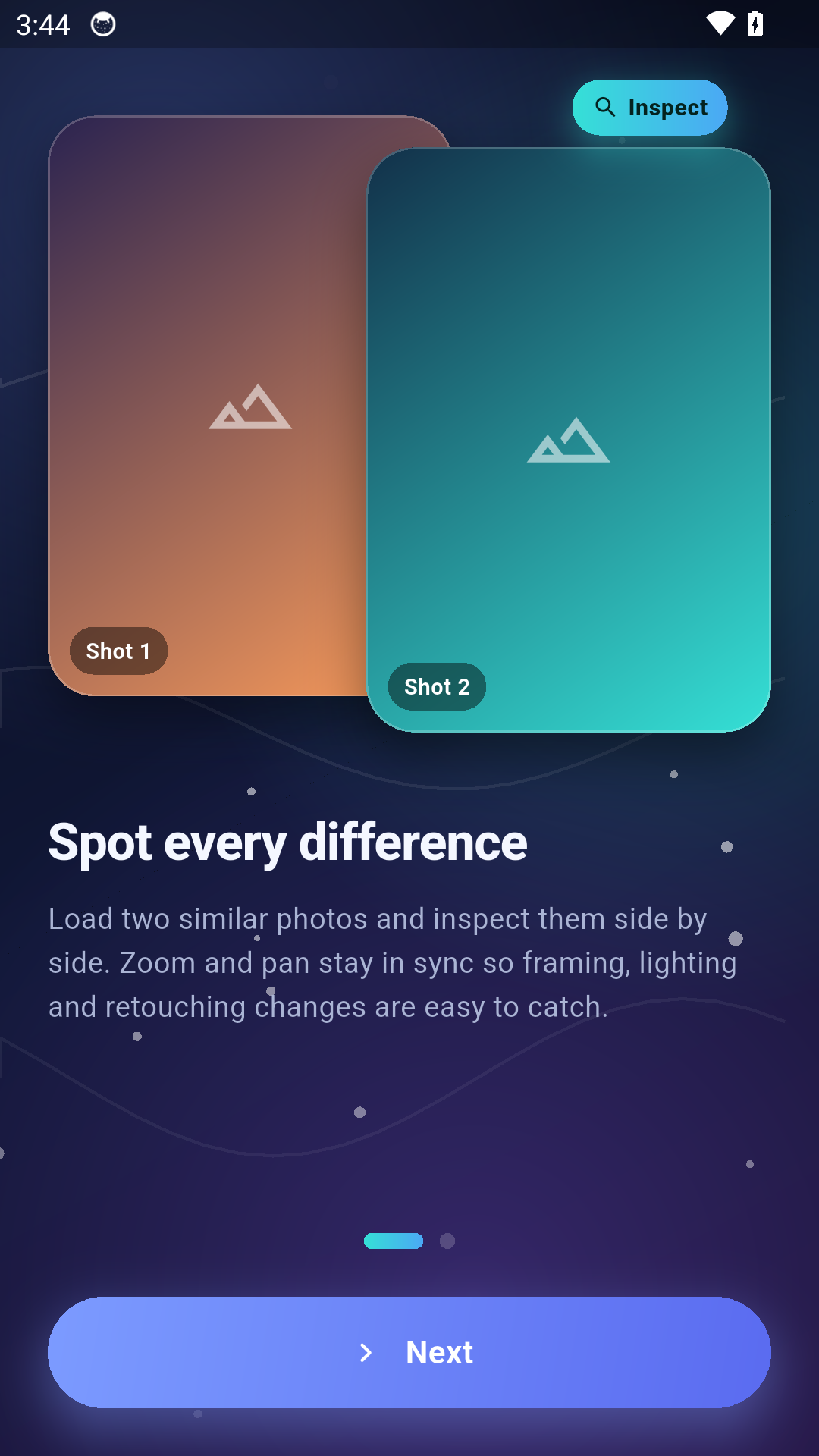 Photo Compare Pro onboarding screen
